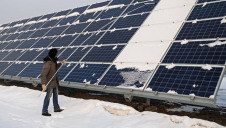 The greatest improvement in reducing the energy consumption of economic growth was recorded in Central Asia and Eastern Europe. Pictured: Kazakhstan's largest solar farm